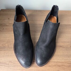 LIKE NEW LUCKY BRAND FITINA BLACK LEATHER ALMOND TOE ANKLE BOOTIES SIZE 9.5 WMNS